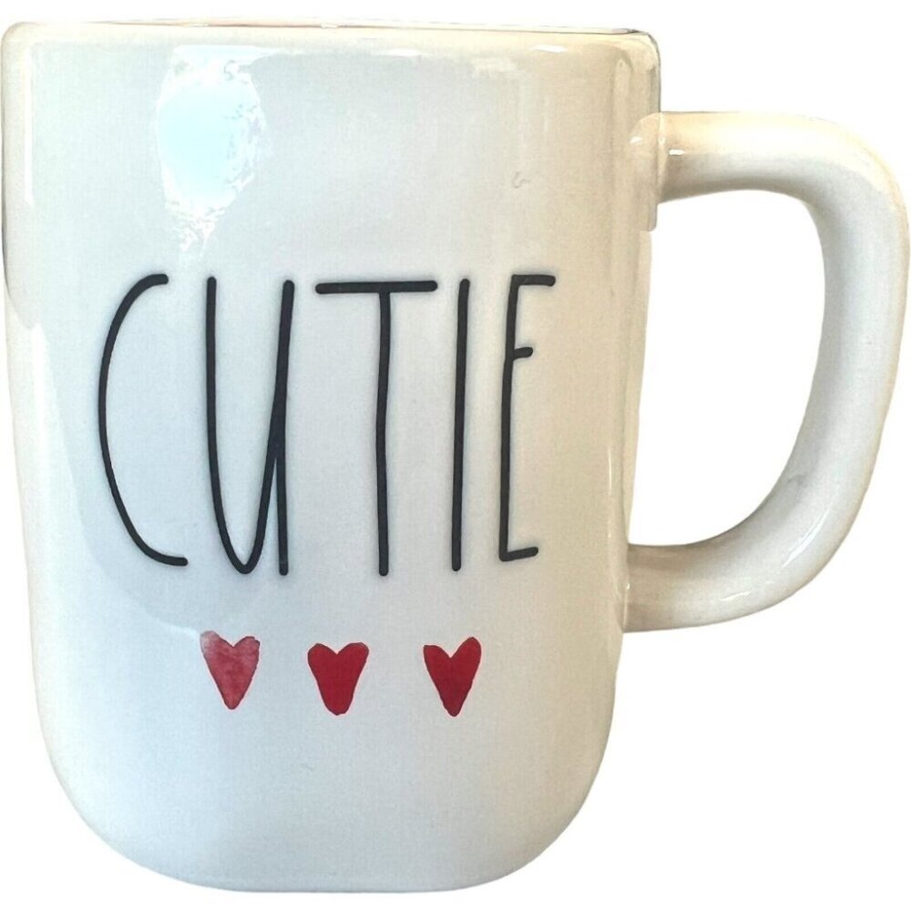 Rae Dunn CUTIE Coffee Mug Valentine Love Coffee 16oz Dishwasher Safe Pink Inside